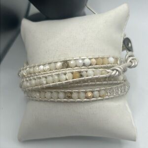 Vintage Chan Luu Leather Wrap Bracelet Crystal , Gemstone Signed